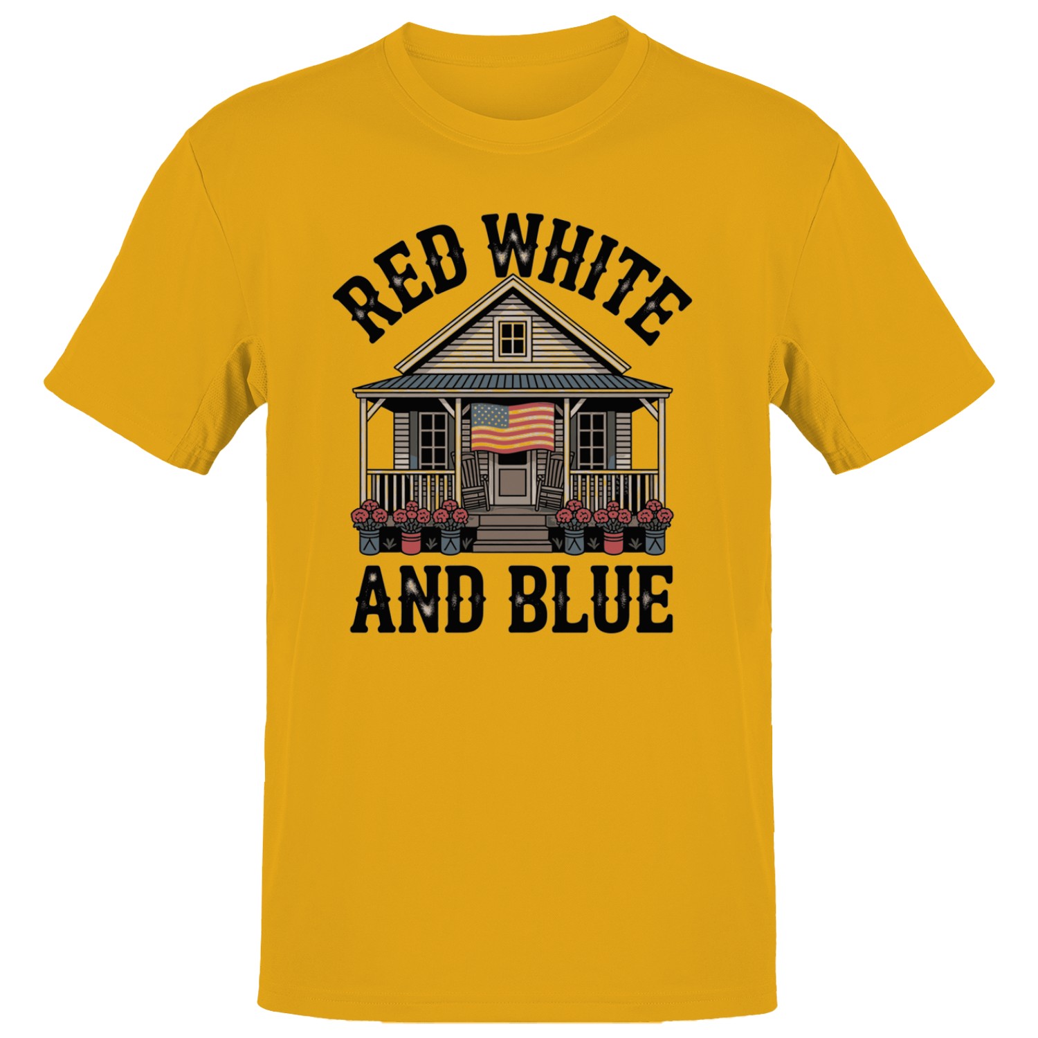 Red White & Blue Patriotic Porch Men’s T-shirt