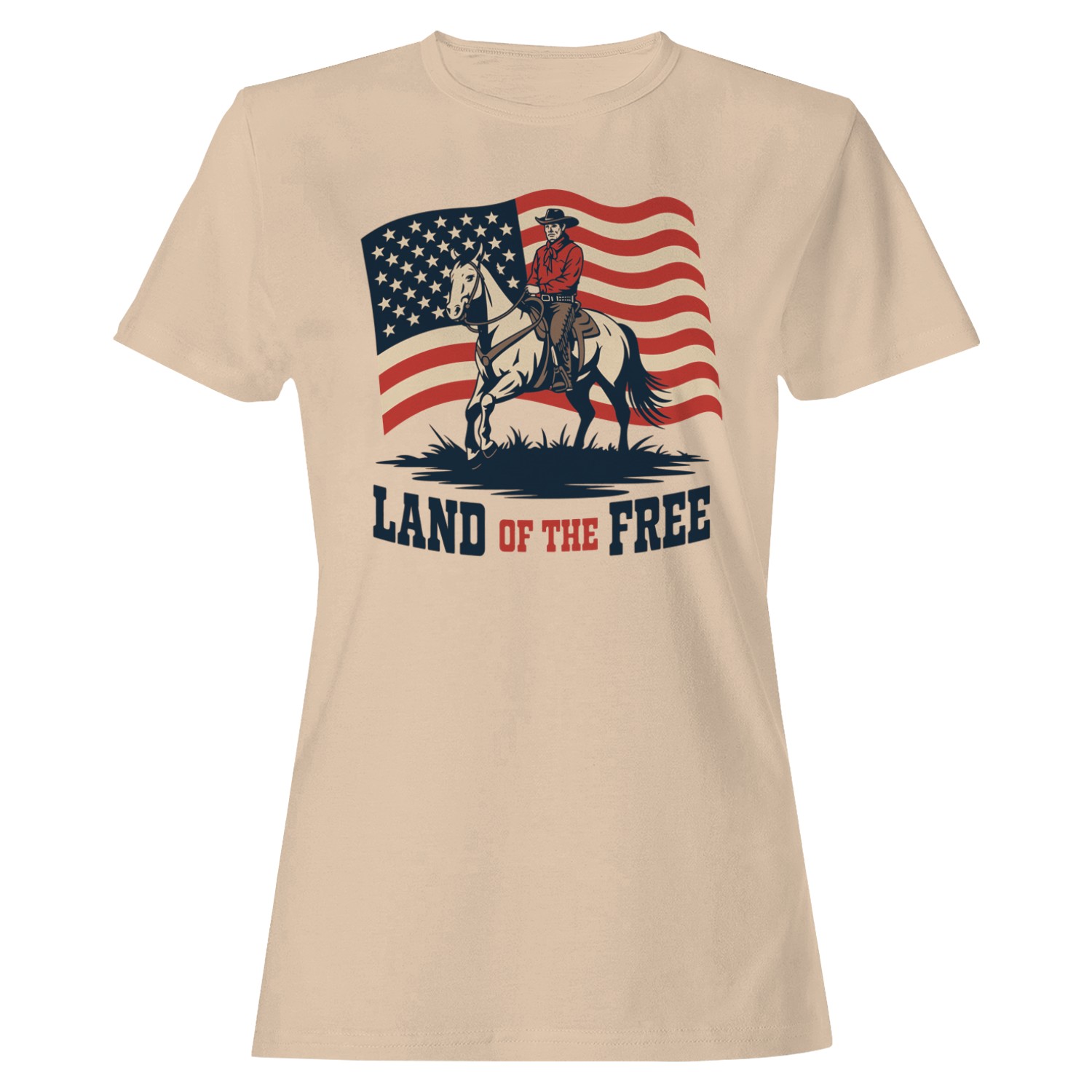 Land of the Free Cowboy Patriotic Women’s T-shirt