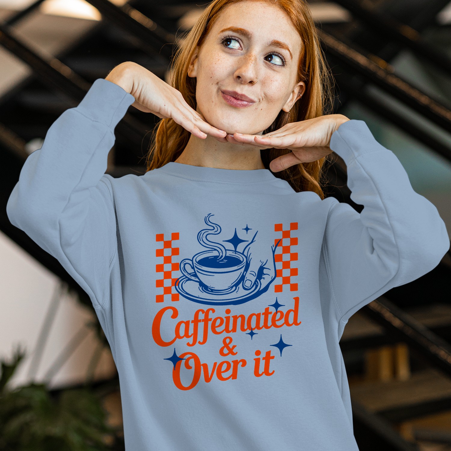 Caffeinated & Over It Coffee Art Women's Sweatshirt | eBay
