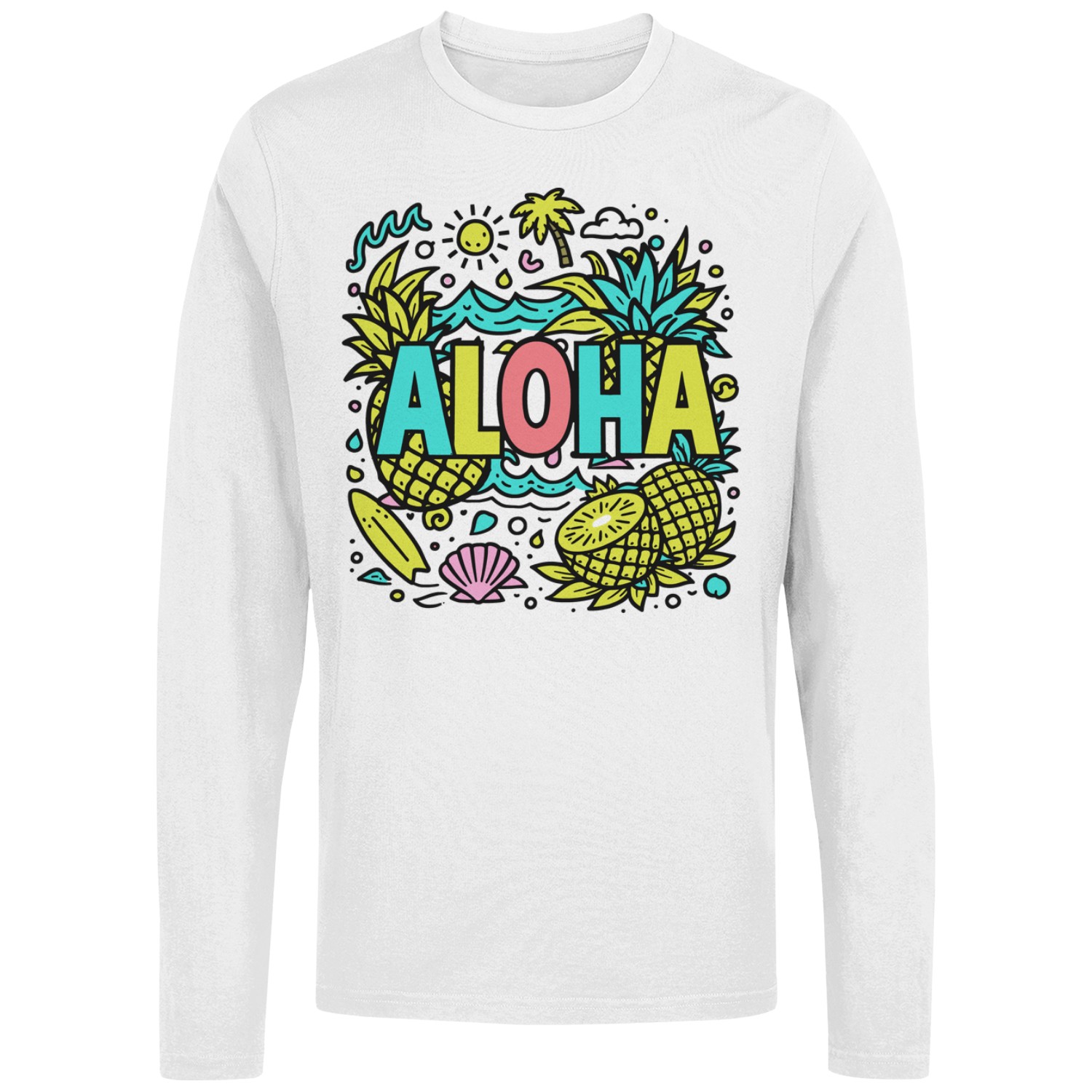 ALOHA Pineapple Tropical Beach Women’s Long Sleeve Tee