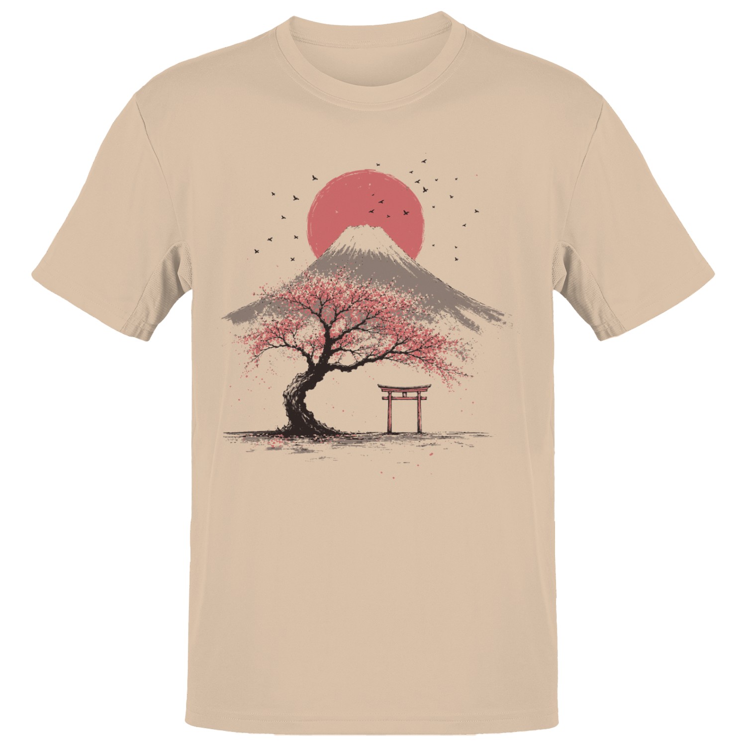 Mount Fuji Sakura Tree Torii Gate Men’s T-shirt