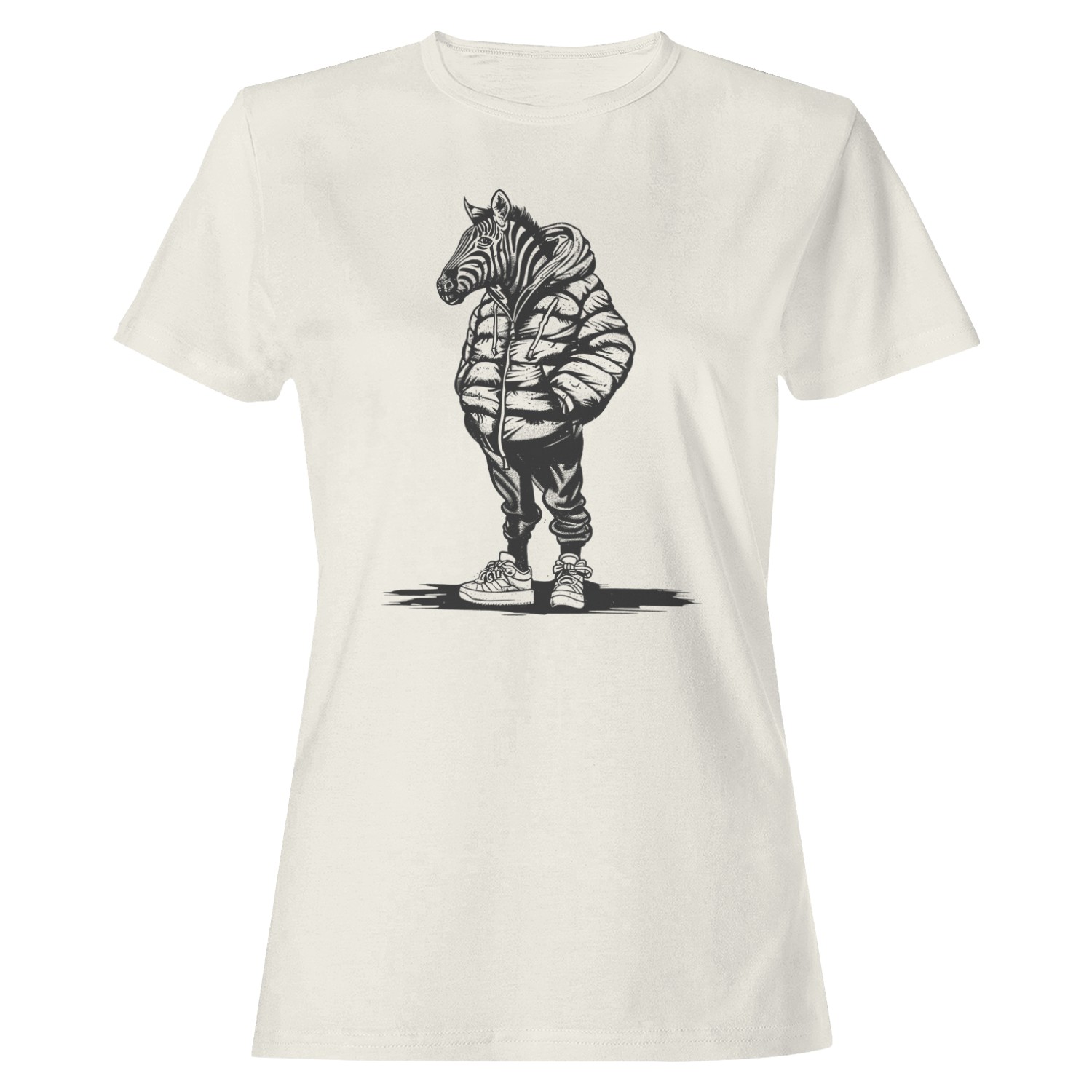 Women’s T-shirt Zebra in Hoodie Streetwear Illustration