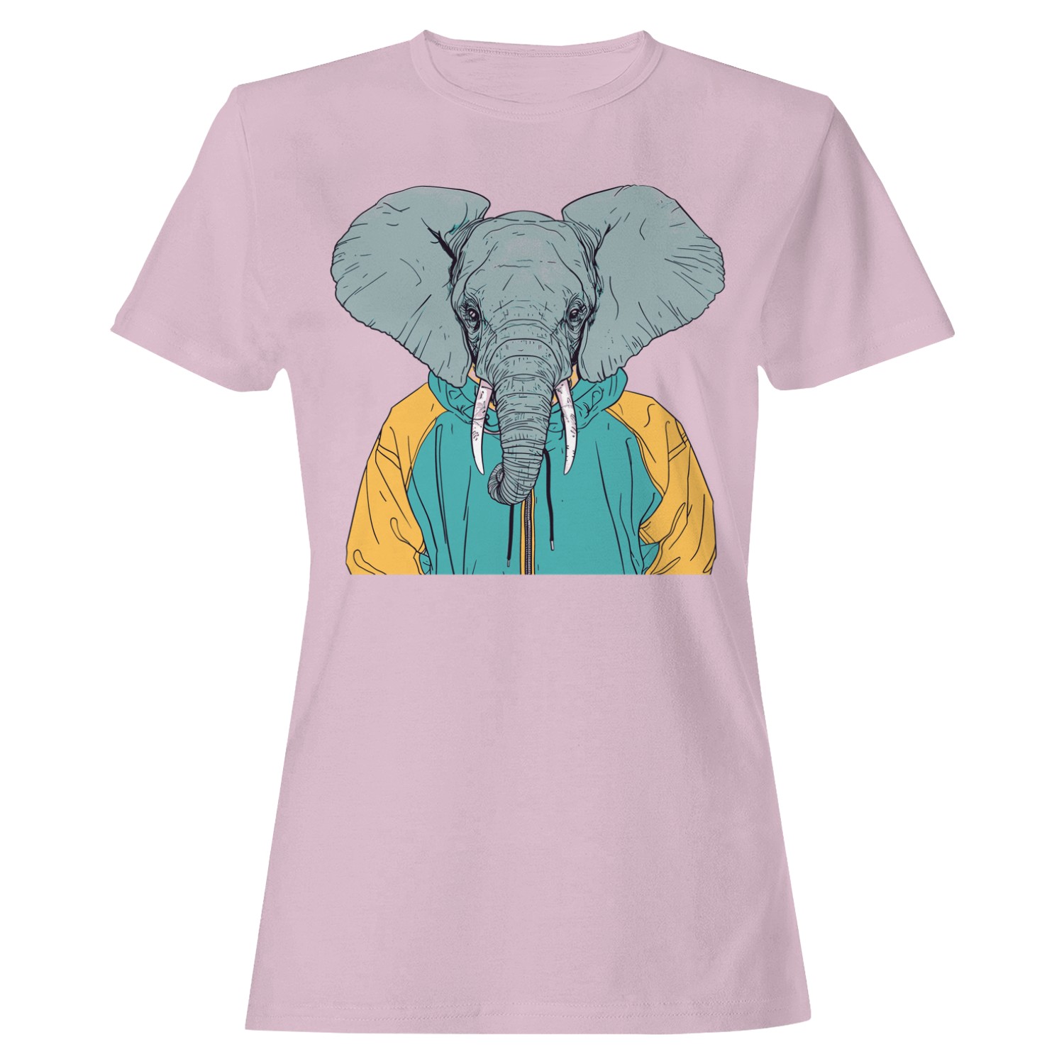Women’s T-shirt with Elephant Head Hoodie Design