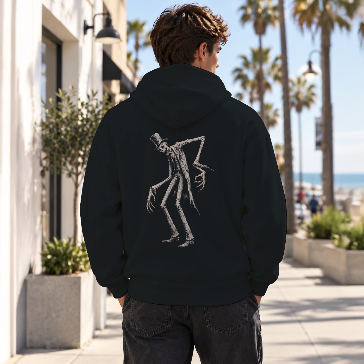 Creepy Tall Top Hat Monster Men's Hoodie image 3