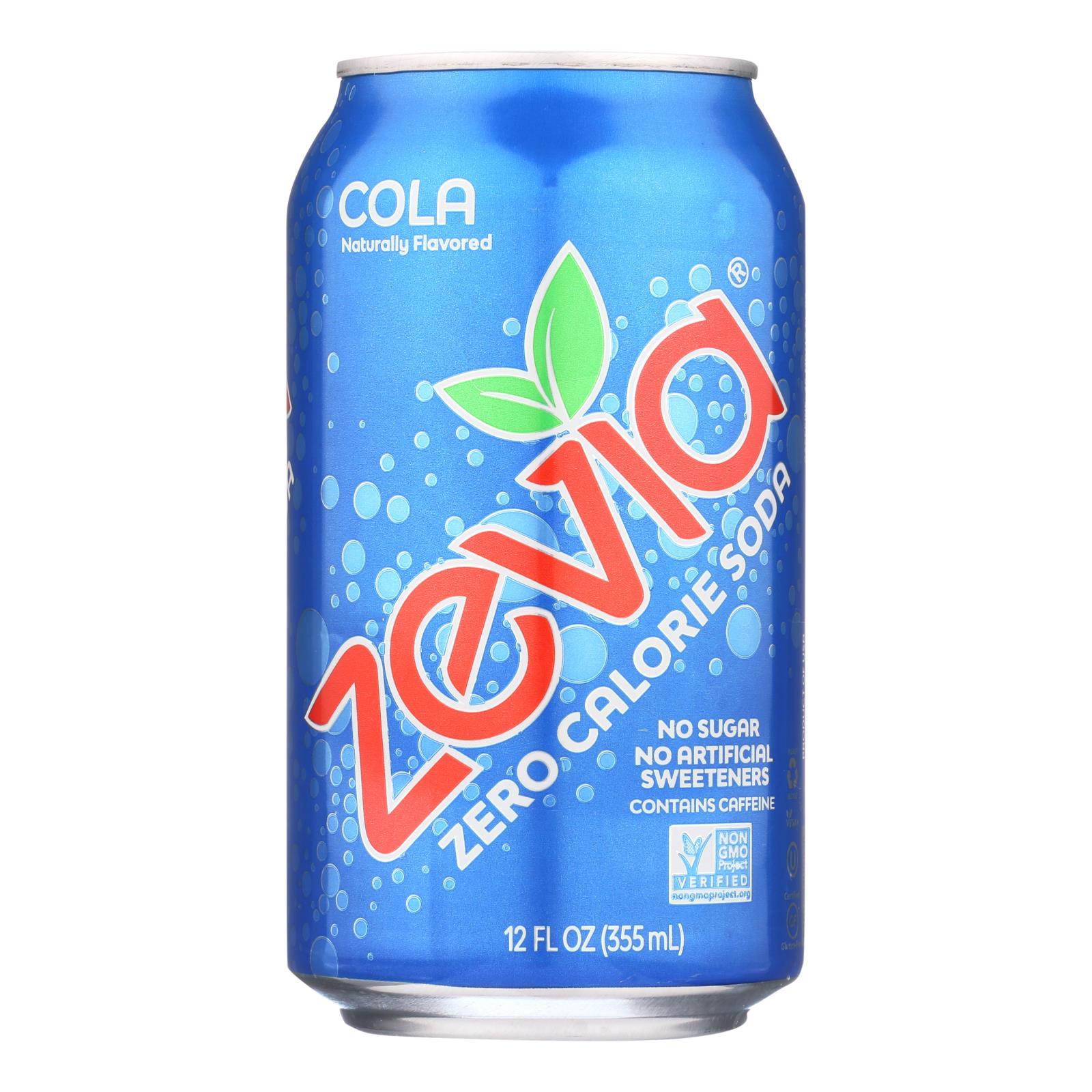 Zevia Soda Zero Calorie Cola Can 612 Oz Case Of 4