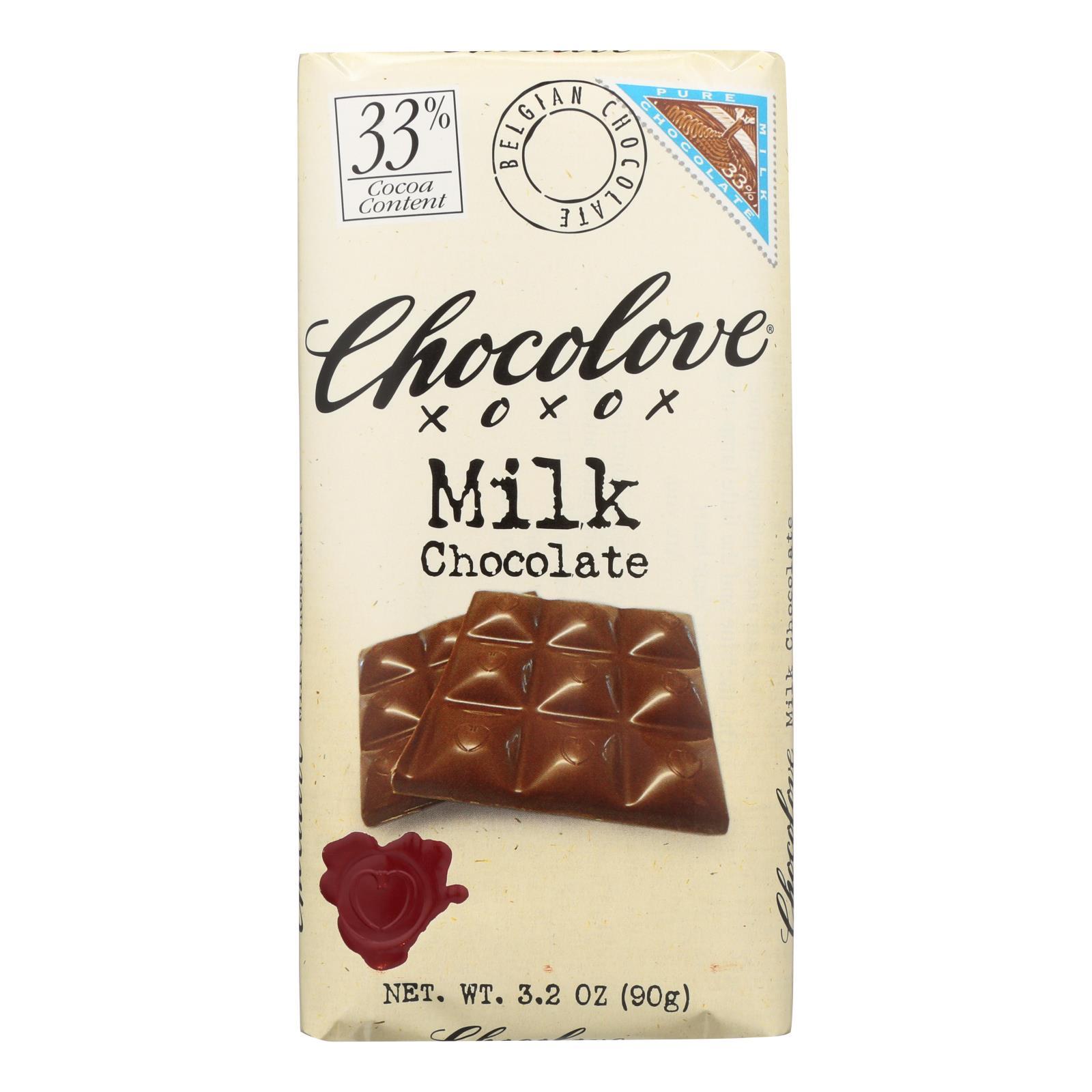 Chocolove Xoxox Premium Chocolate Bar Milk Chocolate Pure 3.2