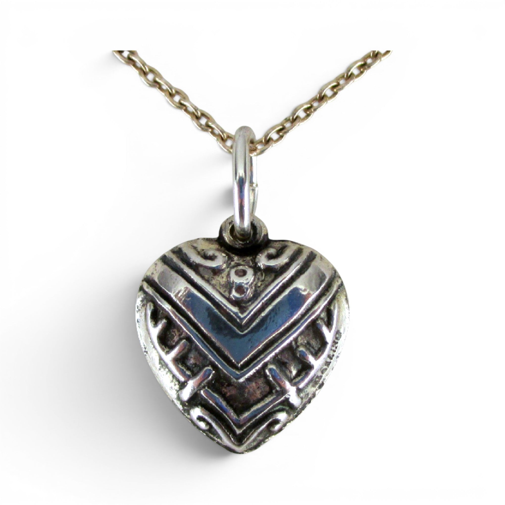 Sterling Silver or Gold Vermeil Victory Puffy Heart Charm for Bracelet Vintage V