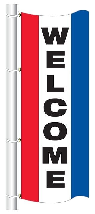 Nylon Stock Messages Vertical Drape Flag | Red/White/Blue | 3-1/2' W x 7-1/2'H - Picture 26 of 47