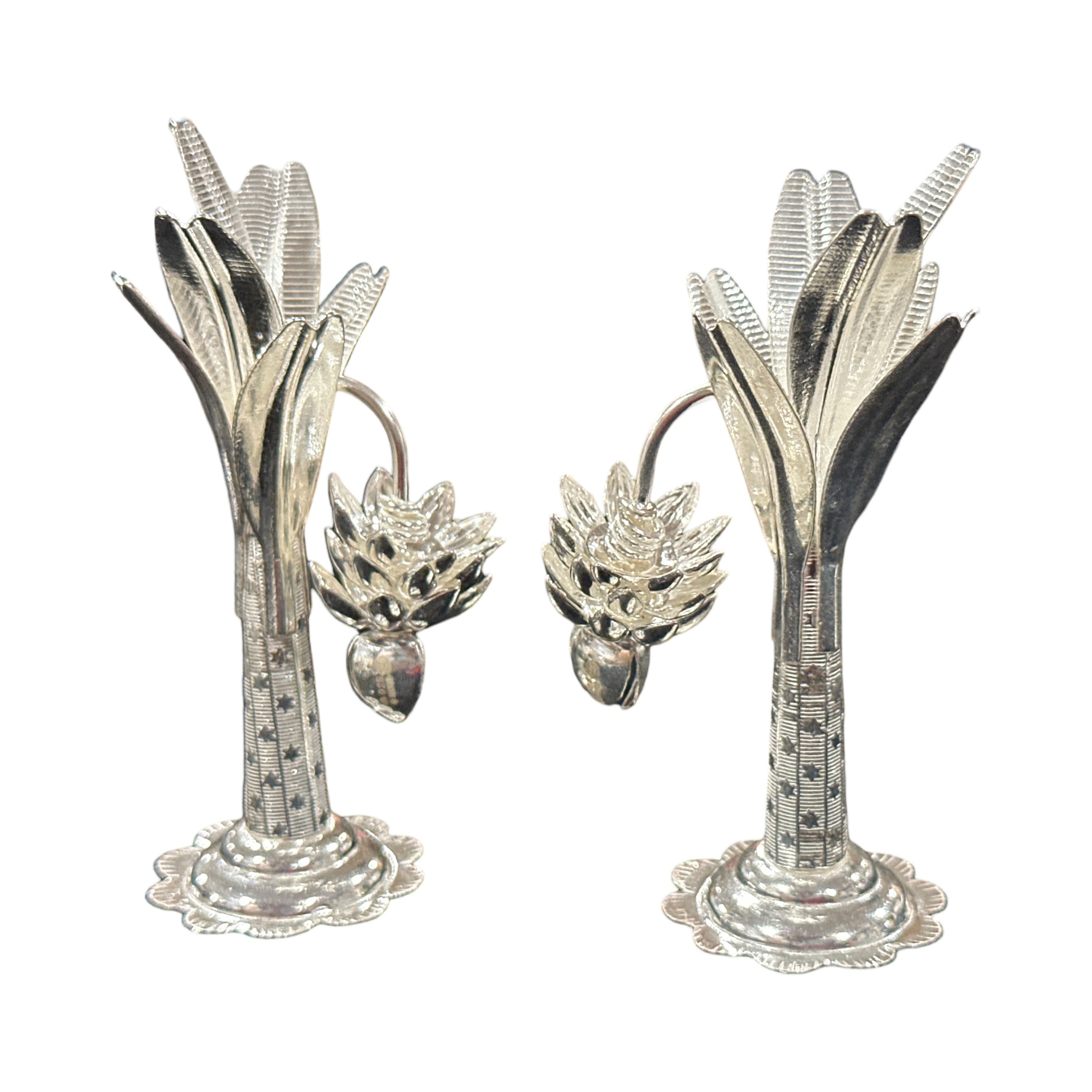 925 Sterling Silver Hallmarked Satyanarayana Puja Banana Tree Pair - Picture 9 of 9