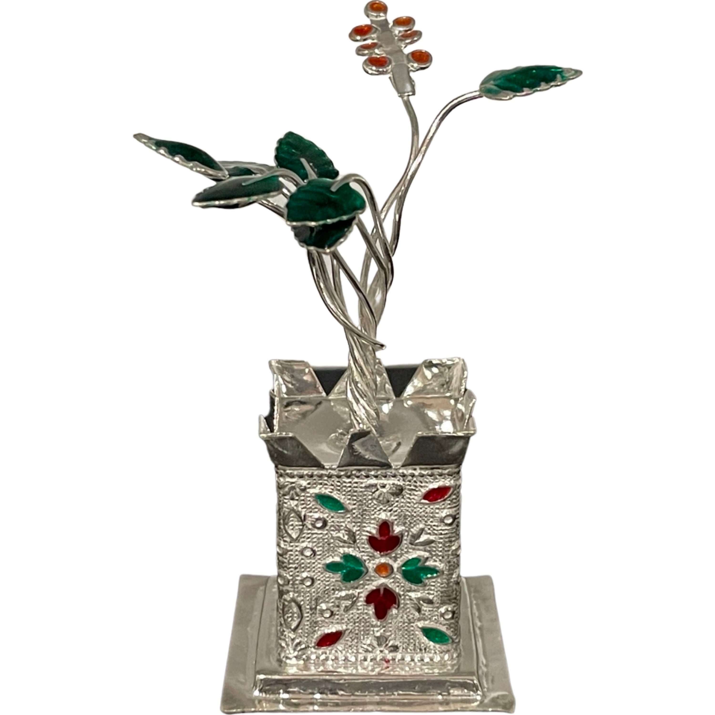 925 Sterling Silver Hallmarked Tulsi Mata / Holy Basil Plant - Picture 9 of 9