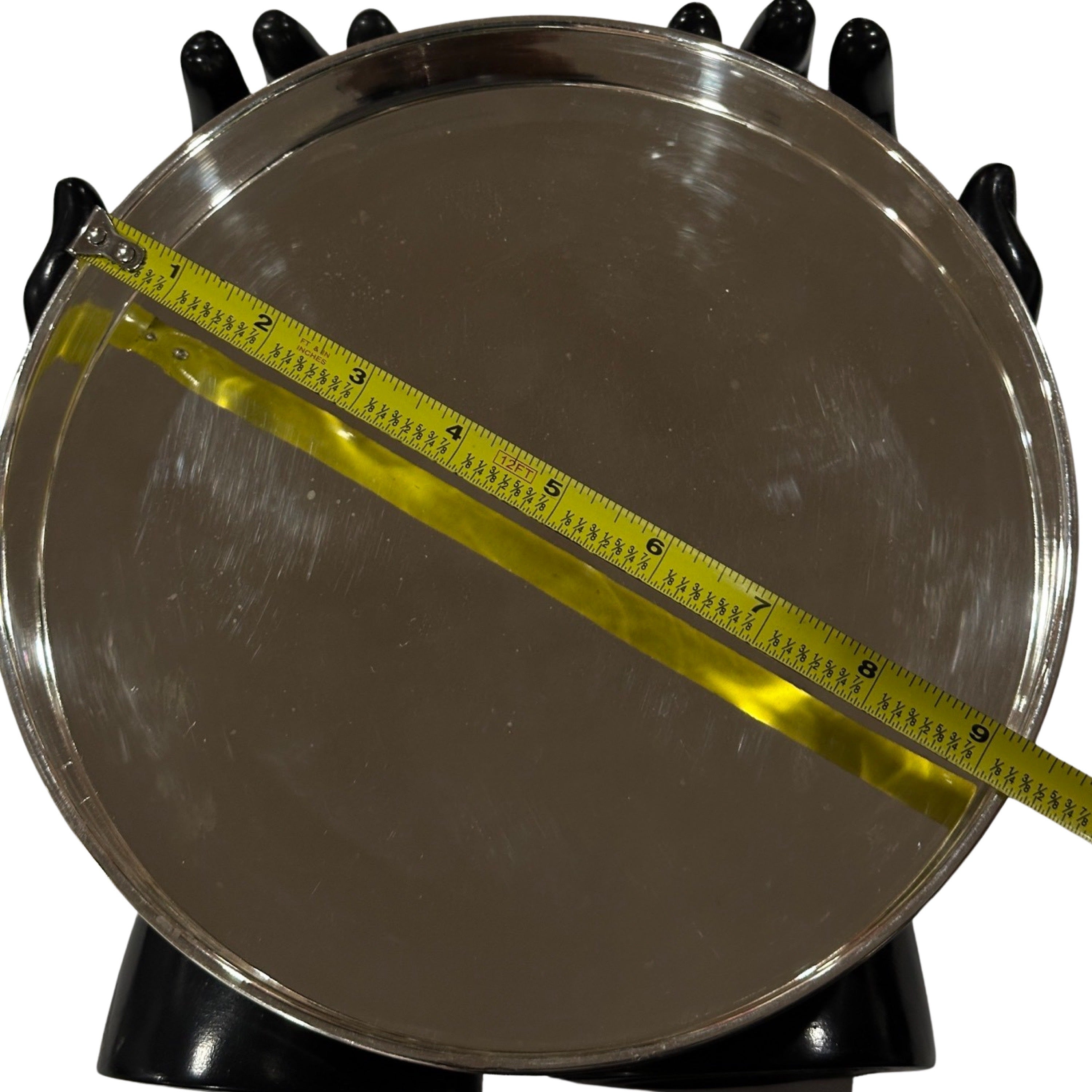 925 Sterling Silver Hallmarked Heavy Sapad / Dinner Thali with Stand - Style#05 - Picture 6 of 8
