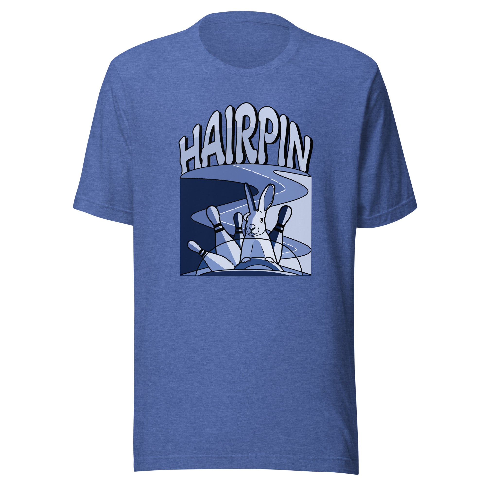 Hairpin Turn Track Day Road Course Racing Heather True Royal Blue Unisex T-Shirt