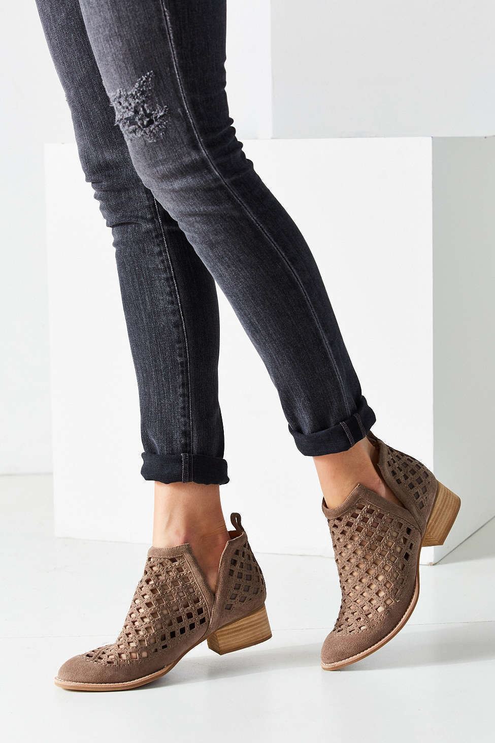 suede cut out ankle boots