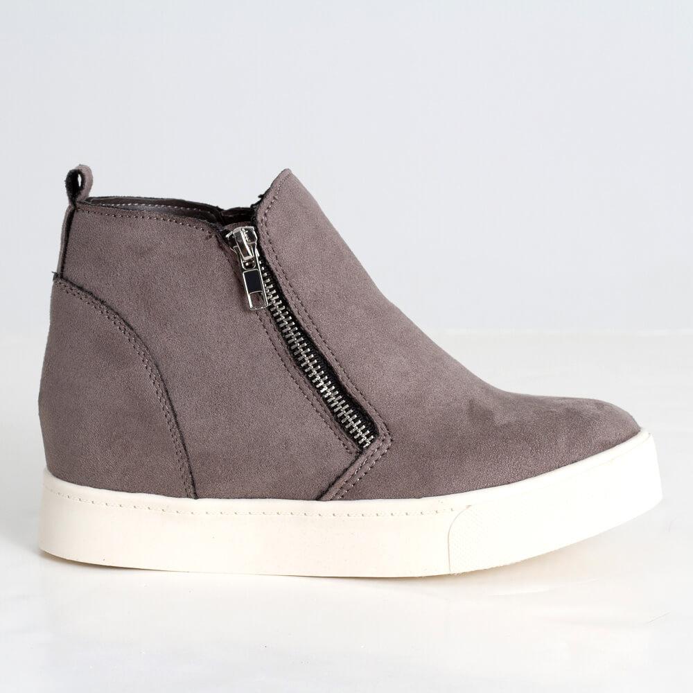 SODA Taylor Grey Suede Hidden Fahsion Wedge Sneaker Shoes