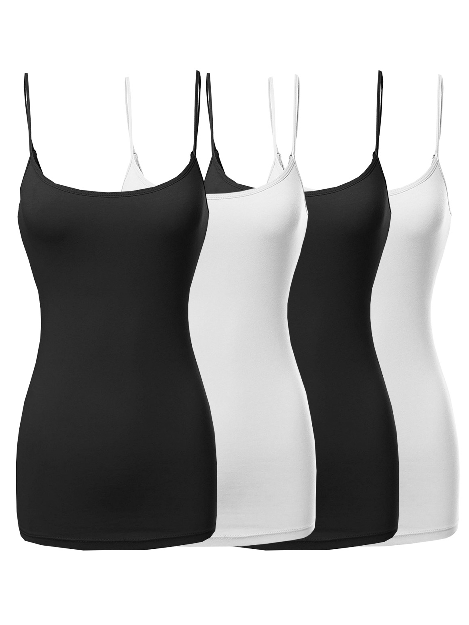 Women Basic Solid Long Length Adjustable Spaghetti Strap Camisole Tank Top - Picture 35 of 115