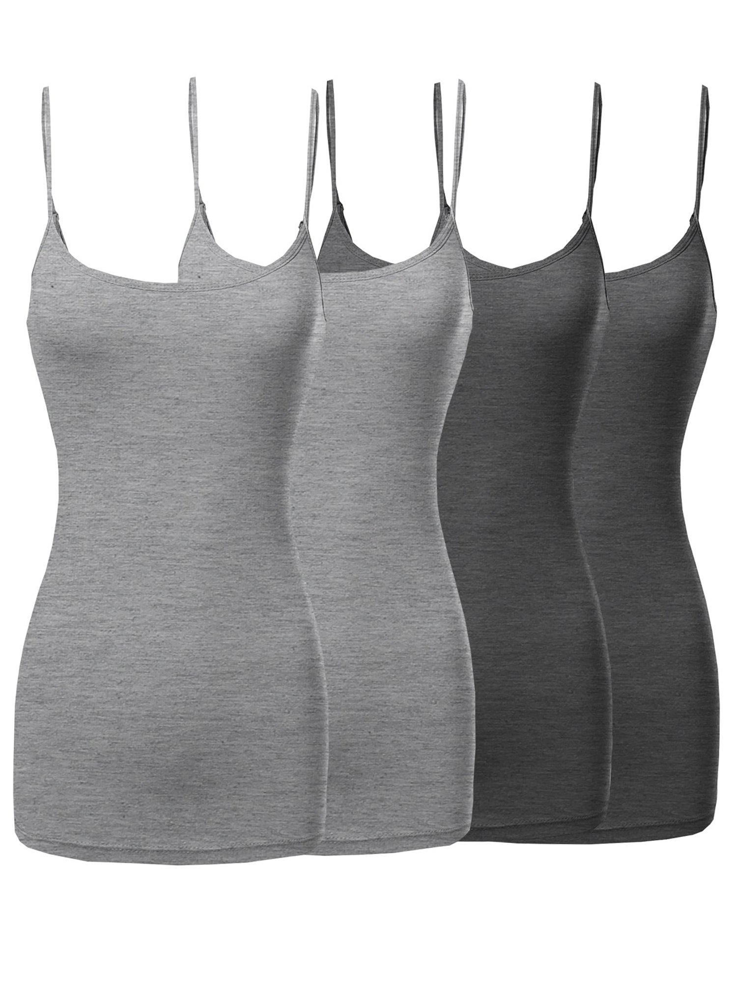 Women Basic Solid Long Length Adjustable Spaghetti Strap Camisole Tank Top - Picture 80 of 115