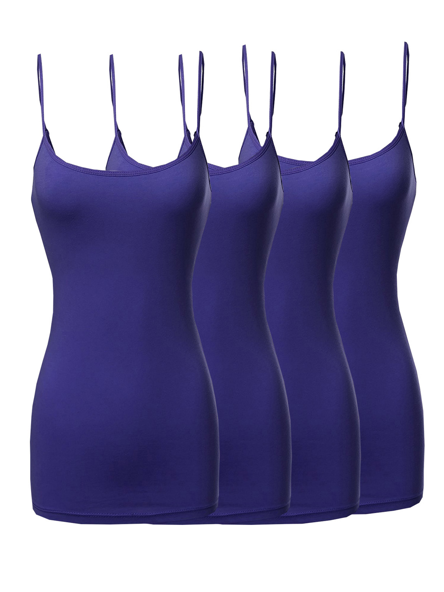 Women Basic Solid Long Length Adjustable Spaghetti Strap Camisole Tank Top - Picture 17 of 115