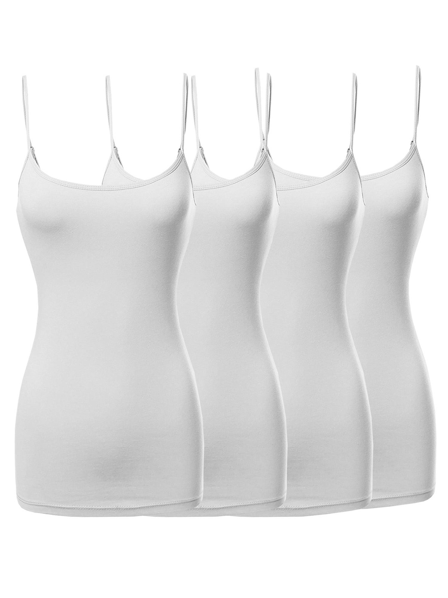 Women Basic Solid Long Length Adjustable Spaghetti Strap Camisole Tank Top - Picture 20 of 115