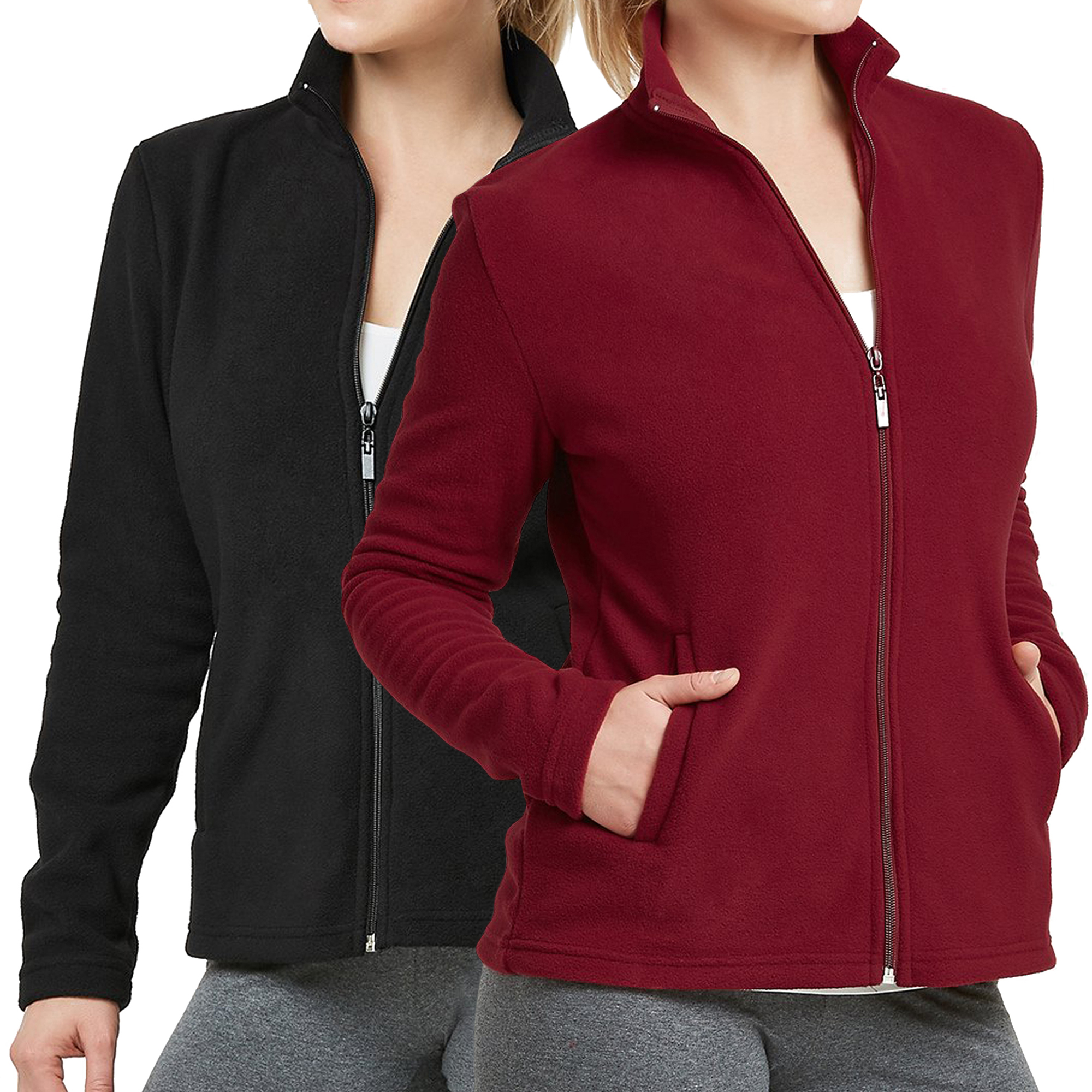 Sofra Women & Plus Casual Polar Fleece Full Zip Up Winter Warm Jacket - Picture 14 of 28