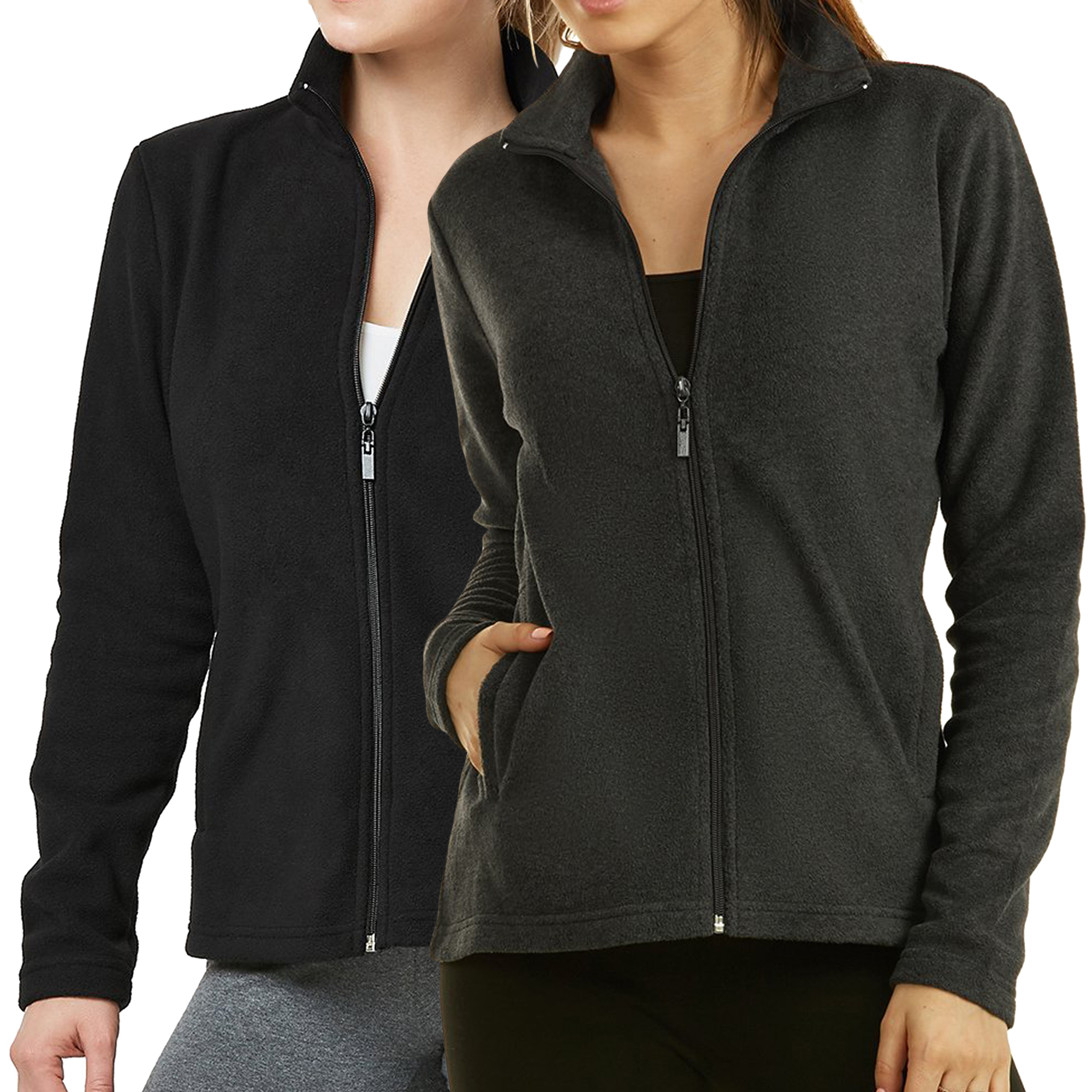 Sofra Women & Plus Casual Polar Fleece Full Zip Up Winter Warm Jacket - Picture 17 of 28