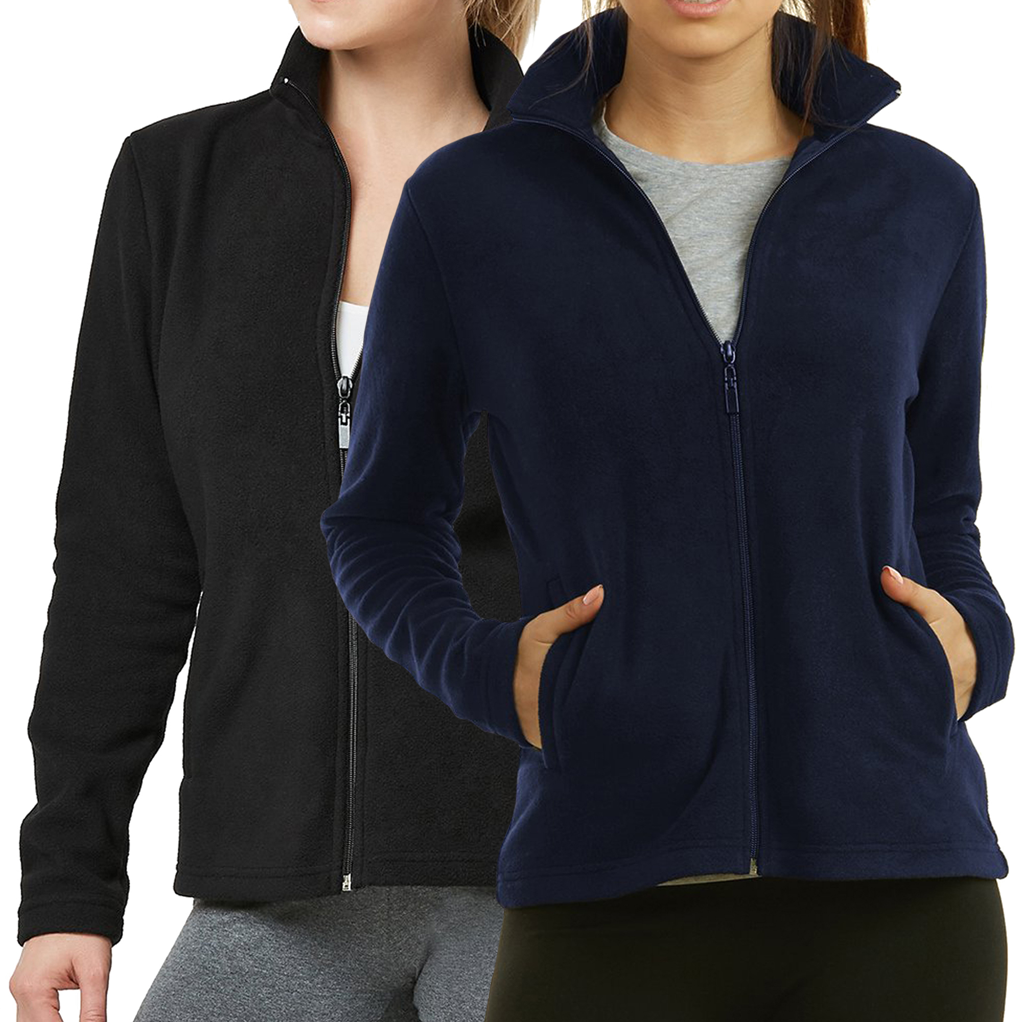 Sofra Women & Plus Casual Polar Fleece Full Zip Up Winter Warm Jacket - Picture 20 of 28