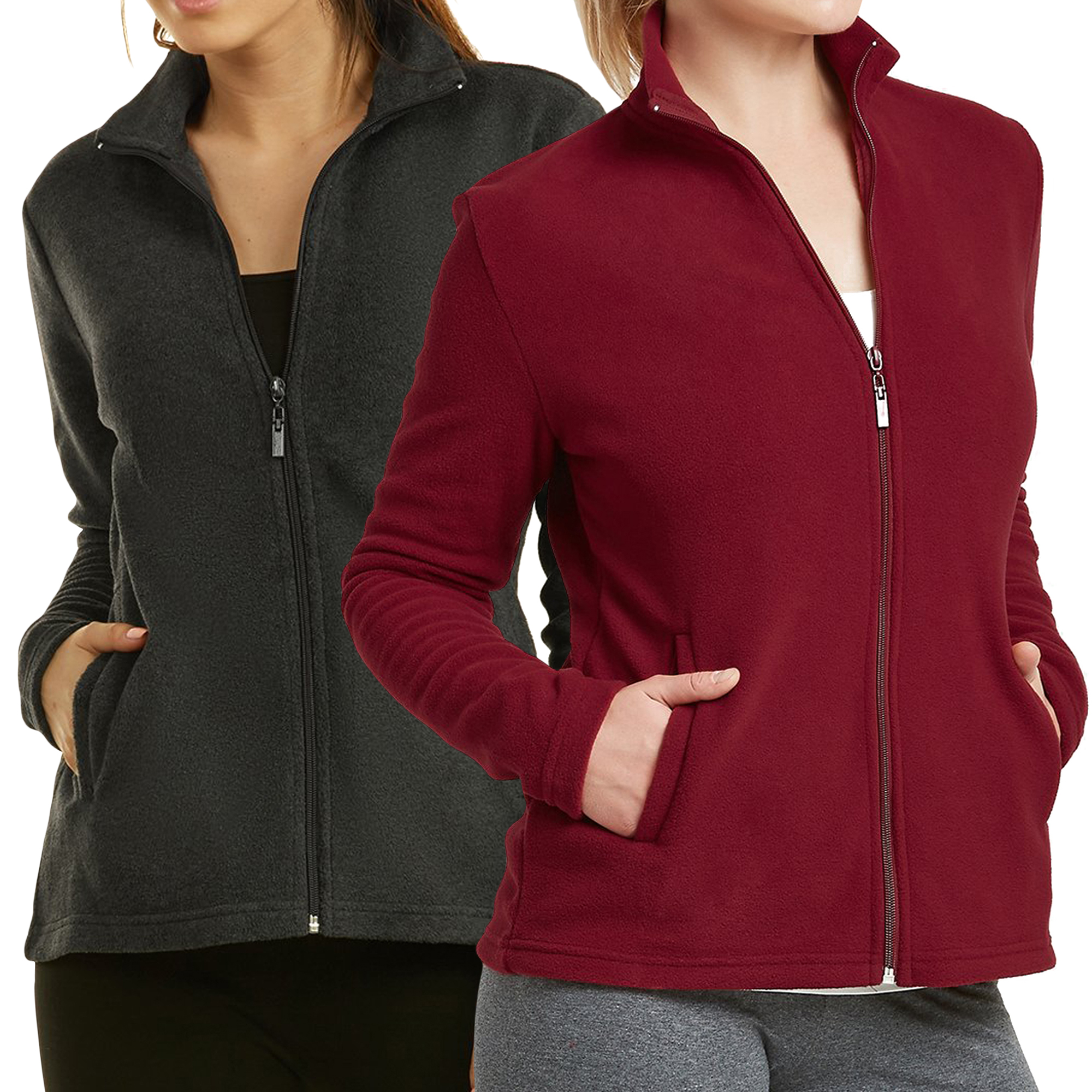 Sofra Women & Plus Casual Polar Fleece Full Zip Up Winter Warm Jacket - Picture 23 of 28