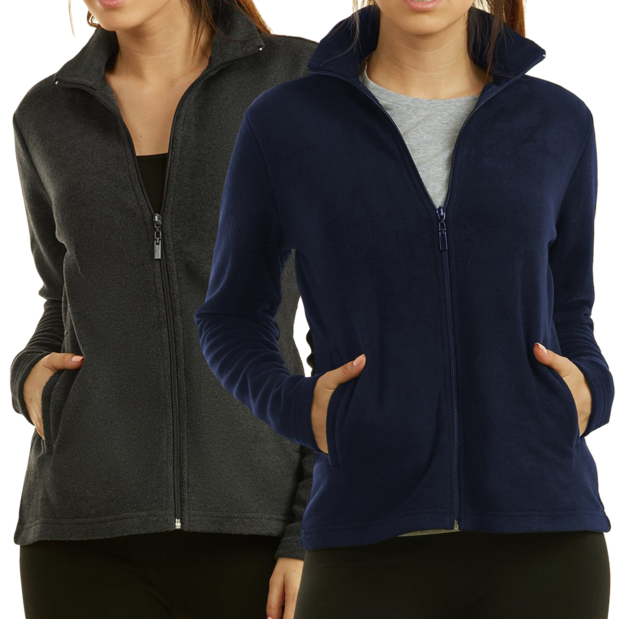 Sofra Women & Plus Casual Polar Fleece Full Zip Up Winter Warm Jacket - Picture 26 of 28
