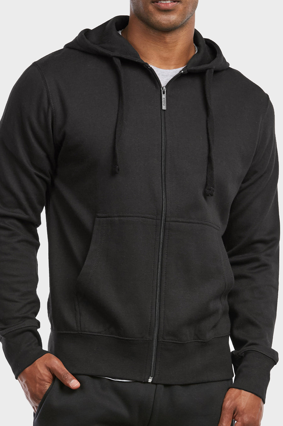 TheLovely Men's Full Zip Up Lightweight Cotton Blend Fleece Hoodie