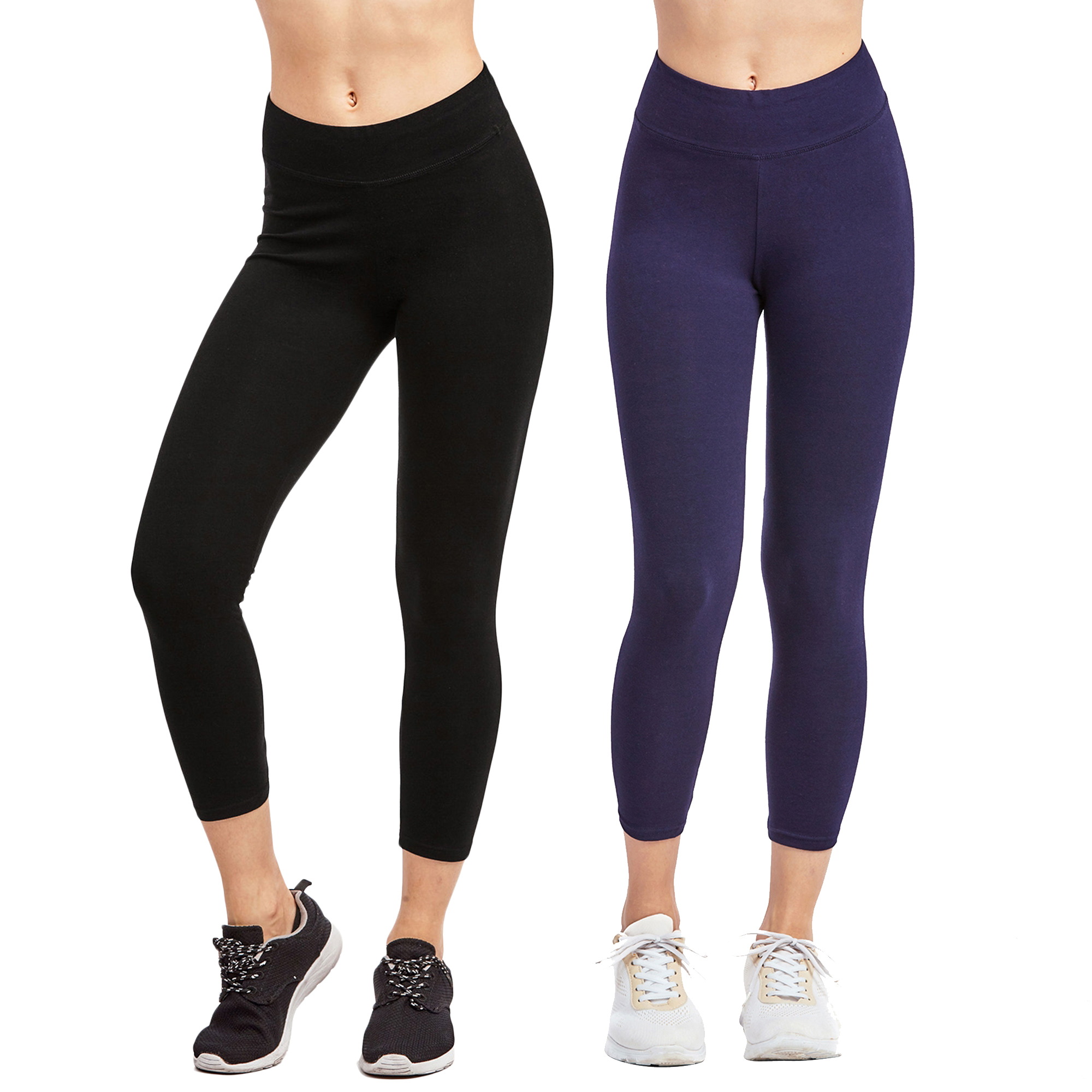 Women & Plus Soft Cotton Active Stretch Capri Length Lightweight Leggings S-3XL - Picture 37 of 75
