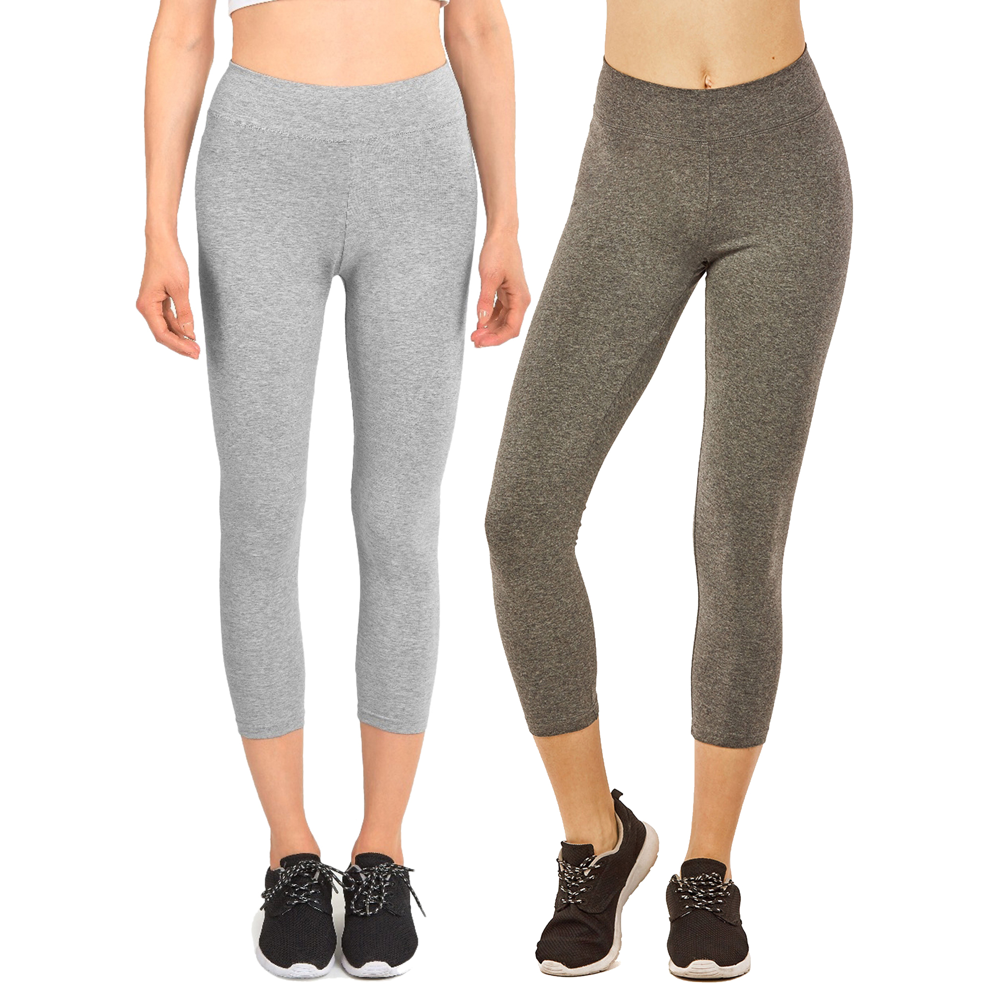 Women & Plus Soft Cotton Active Stretch Capri Length Lightweight Leggings S-3XL - Picture 41 of 75