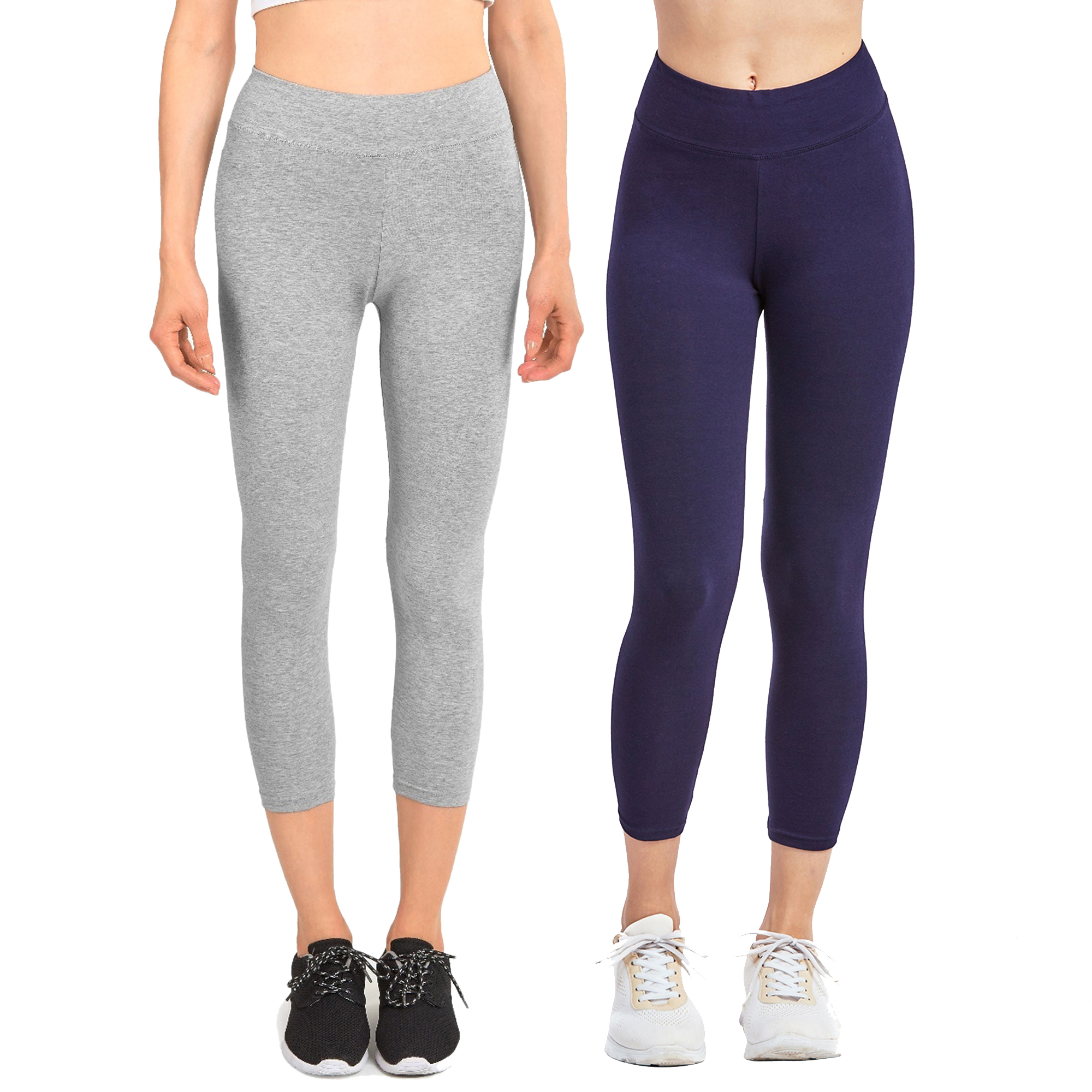 Women & Plus Soft Cotton Active Stretch Capri Length Lightweight Leggings S-3XL - Picture 45 of 75