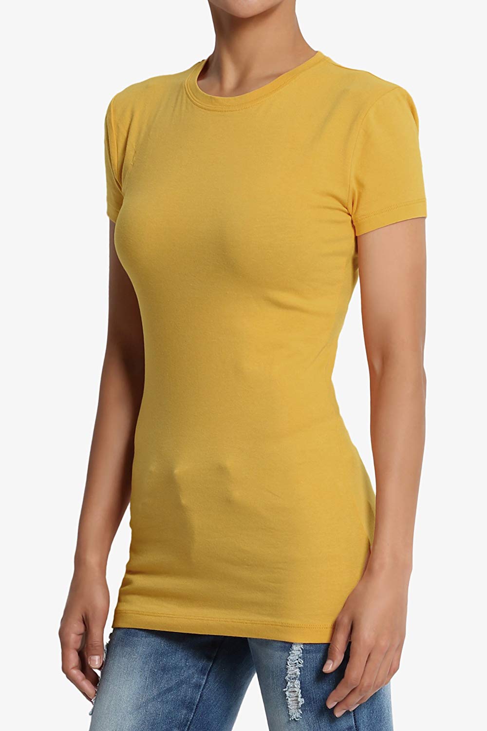 Women's & Juniors Basic Round Crew Neck Short Sleeve Stretch TShirts