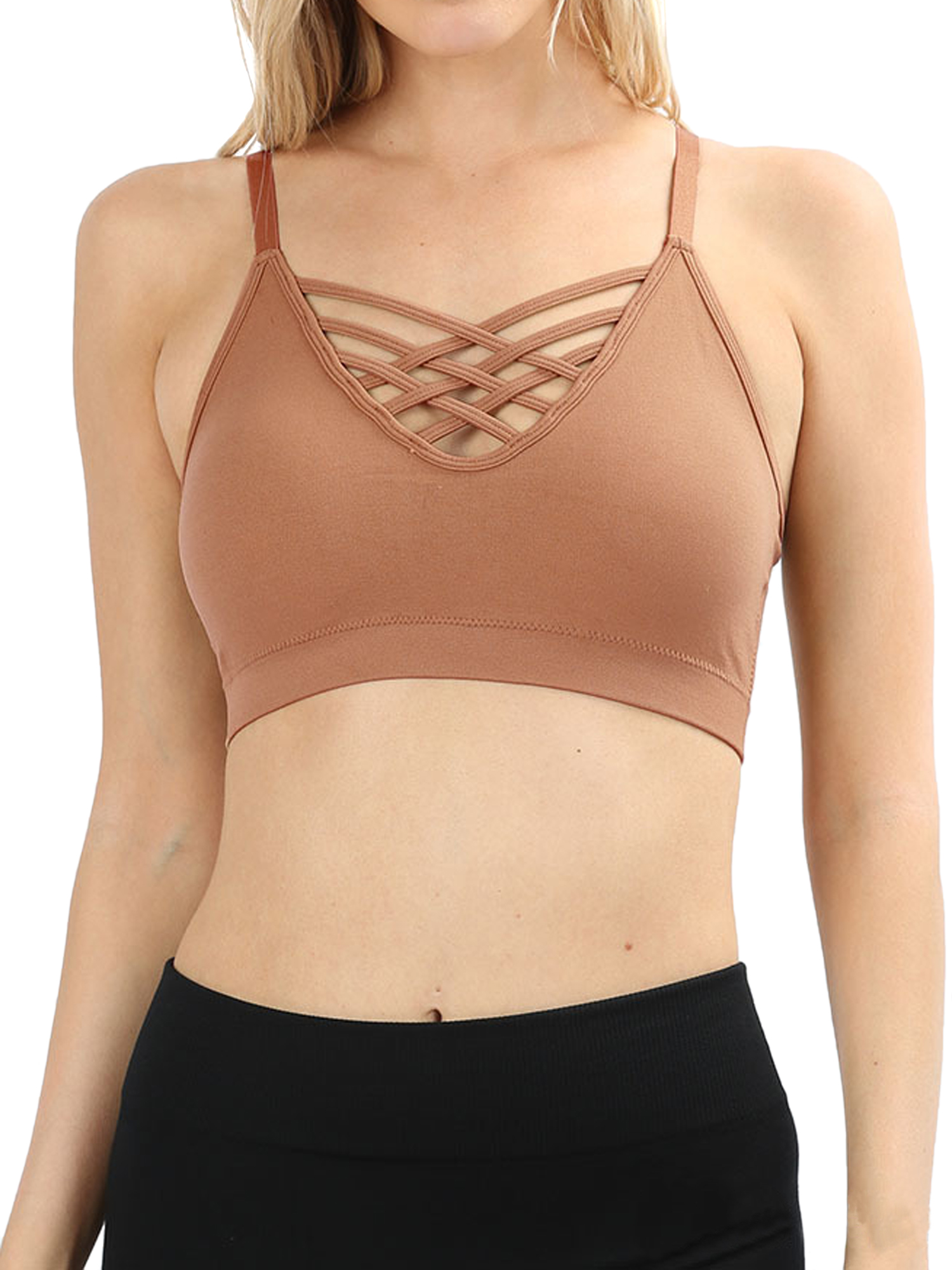 Bralette delantero en V-lattice para mujer con correas ajustables y almohadillas de sujetador extraíbles - Imagen 62 de 166