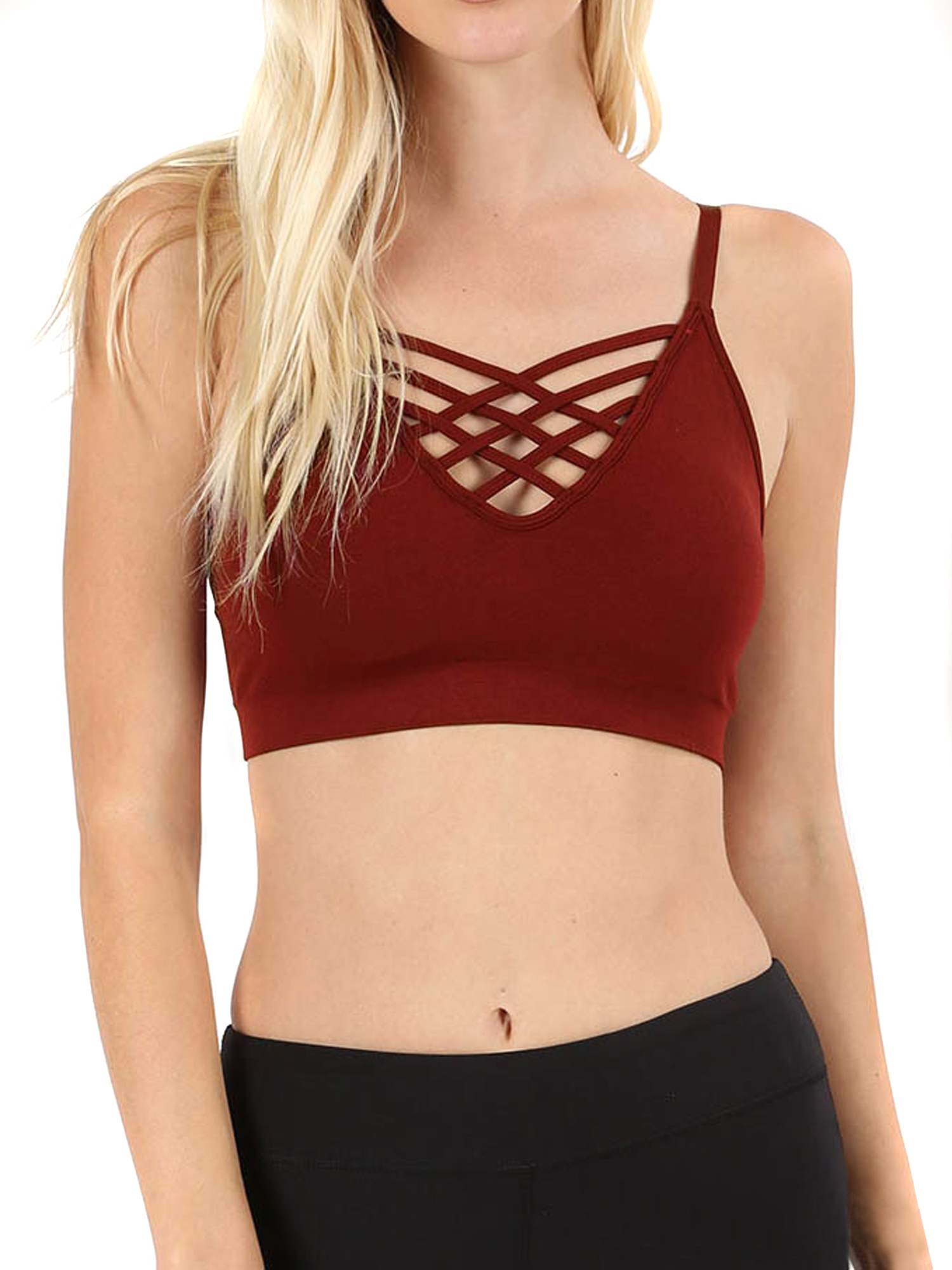 Bralette delantero en V-lattice para mujer con correas ajustables y almohadillas de sujetador extraíbles - Imagen 68 de 166