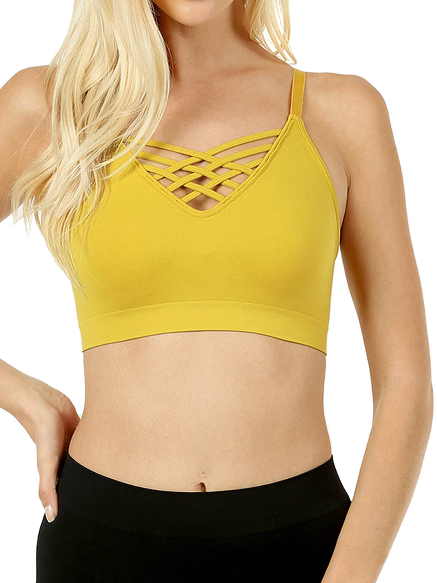 Bralette delantero en V-lattice para mujer con correas ajustables y almohadillas de sujetador extraíbles - Imagen 125 de 166