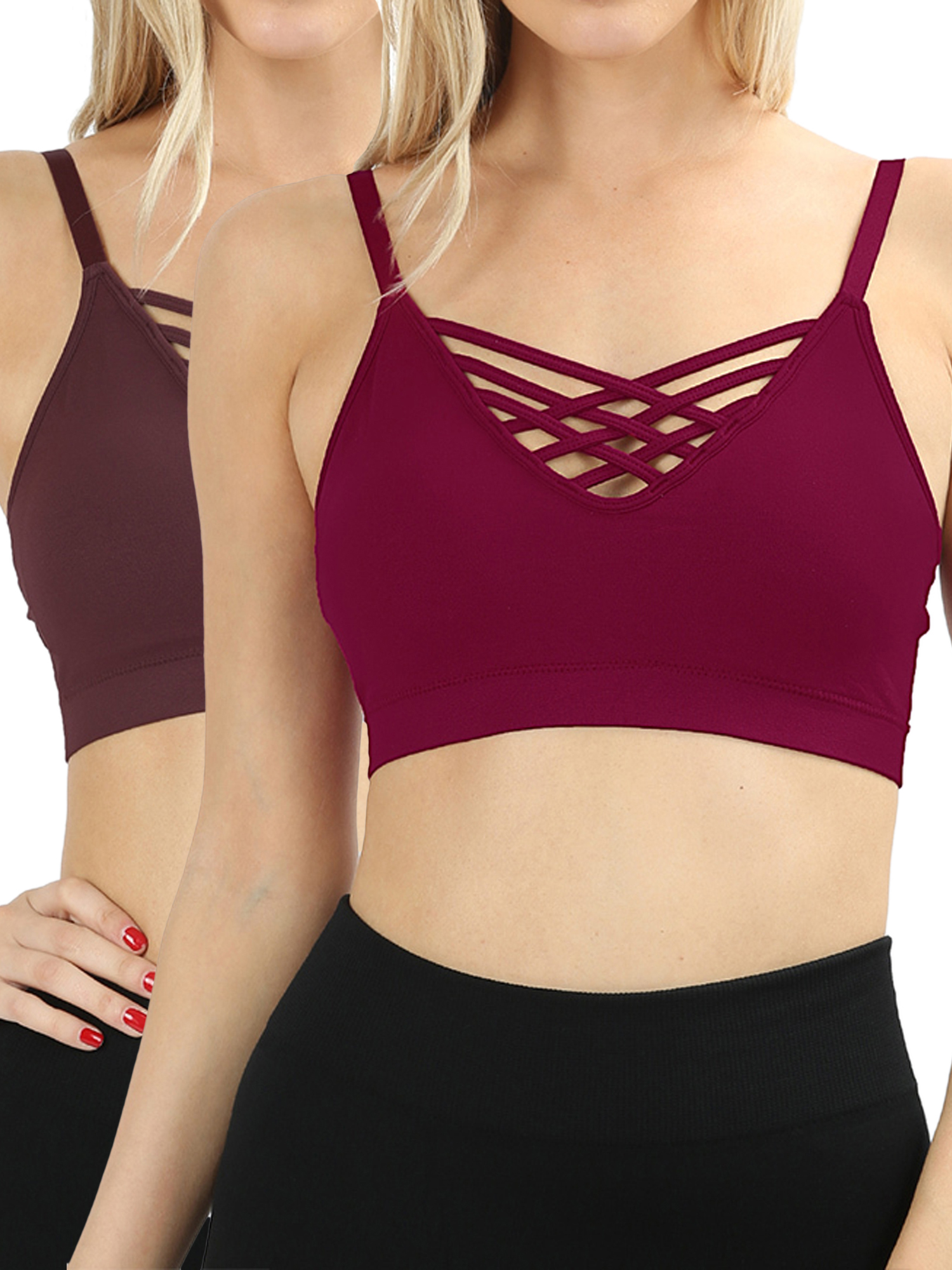 Bralette delantero en V-lattice para mujer con correas ajustables y almohadillas de sujetador extraíbles - Imagen 166 de 166