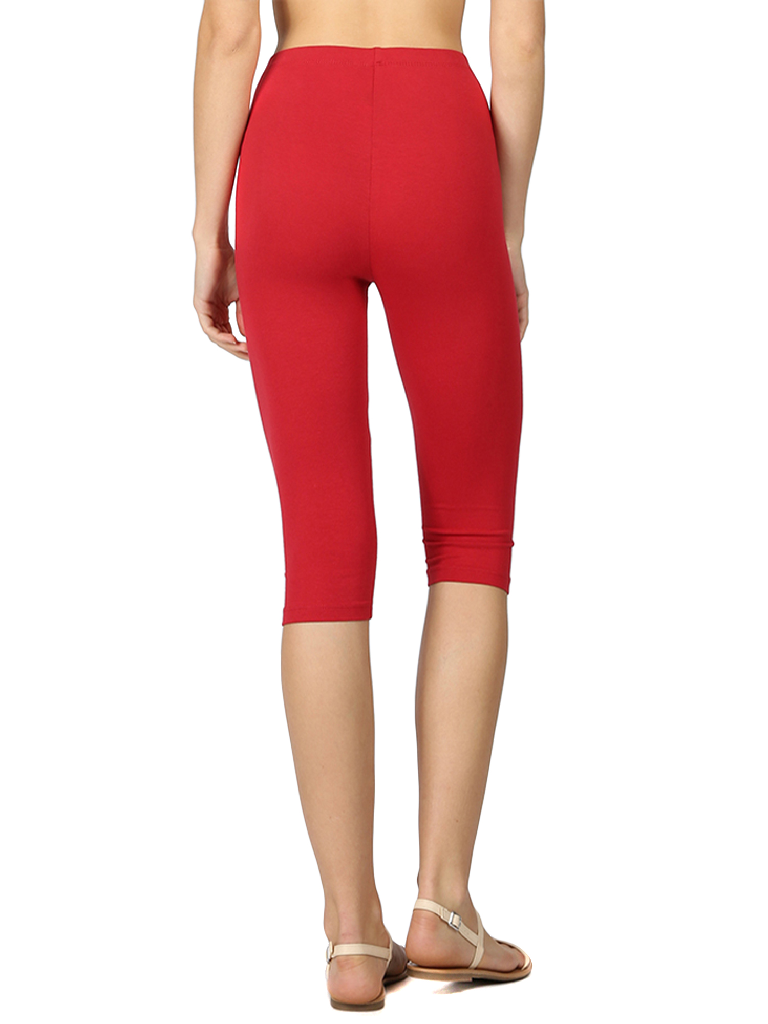 Women & Plus Basic Cotton Spandex Stretch Below Knee Length Capri