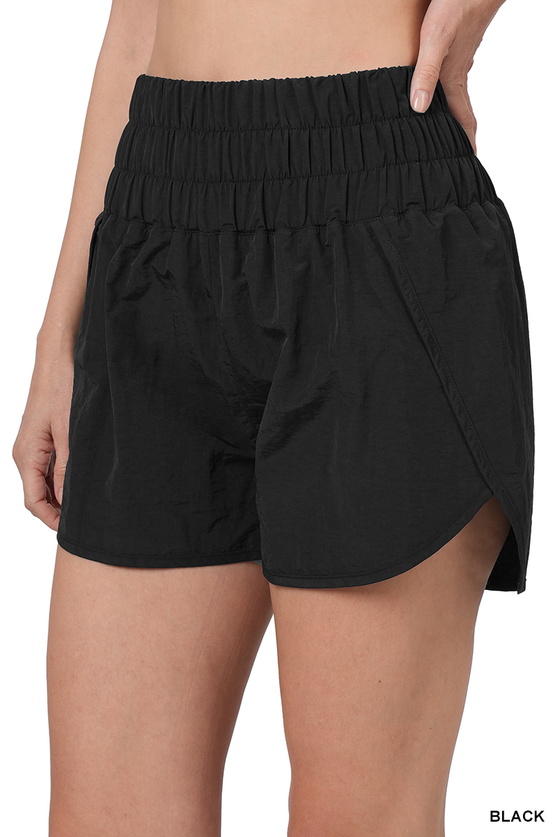 Pantalones cortos informales para mujer Zenana cortavientos con pretina ahumada correr gimnasio activo - Imagen 12 de 186