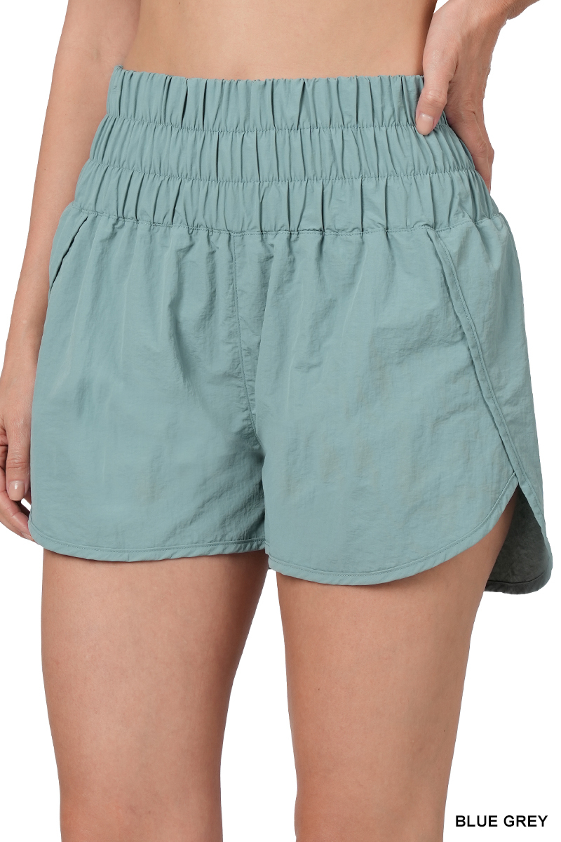 Pantalones cortos informales para mujer Zenana cortavientos con pretina ahumada correr gimnasio activo - Imagen 17 de 186