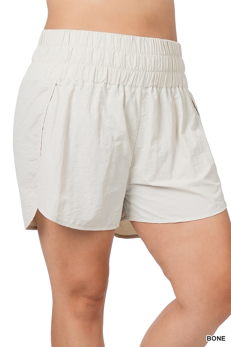 Pantalones cortos informales para mujer Zenana cortavientos con pretina ahumada correr gimnasio activo - Imagen 23 de 186