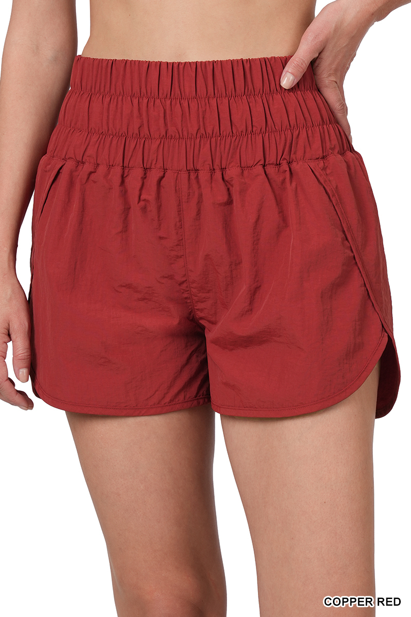 Pantalones cortos informales para mujer Zenana cortavientos con pretina ahumada correr gimnasio activo - Imagen 54 de 186