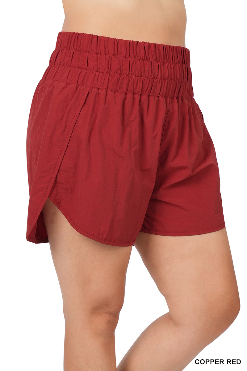 Pantalones cortos informales para mujer Zenana cortavientos con pretina ahumada correr gimnasio activo - Imagen 55 de 186