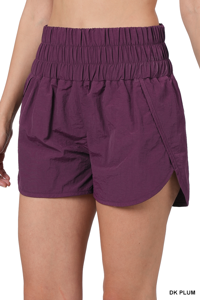 Pantalones cortos informales para mujer Zenana cortavientos con pretina ahumada correr gimnasio activo - Imagen 70 de 186