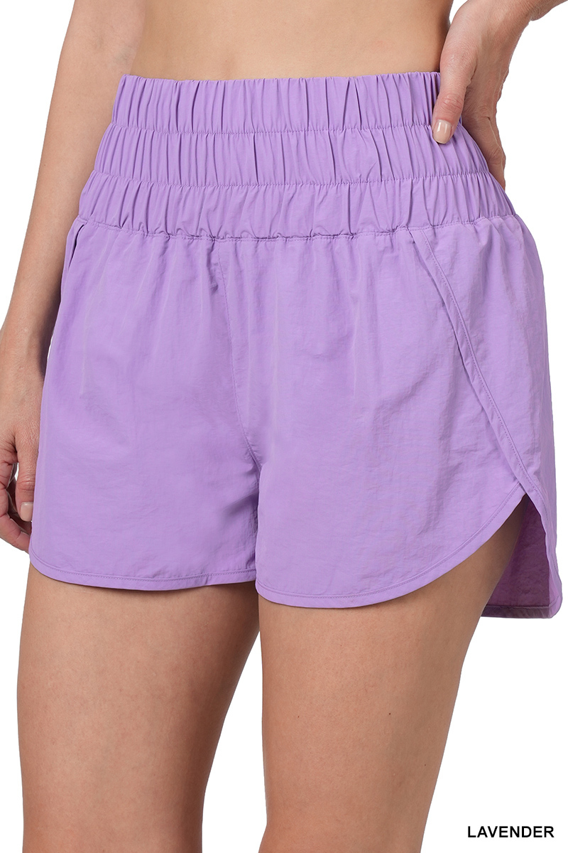 Pantalones cortos informales para mujer Zenana cortavientos con pretina ahumada correr gimnasio activo - Imagen 87 de 186