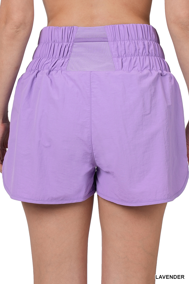 Pantalones cortos informales para mujer Zenana cortavientos con pretina ahumada correr gimnasio activo - Imagen 88 de 186