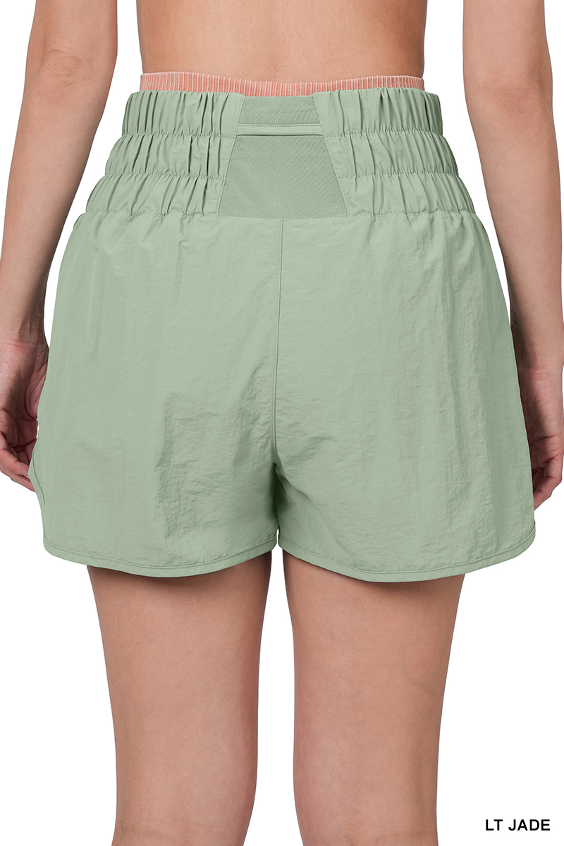 Pantalones cortos informales para mujer Zenana cortavientos con pretina ahumada correr gimnasio activo - Imagen 104 de 186