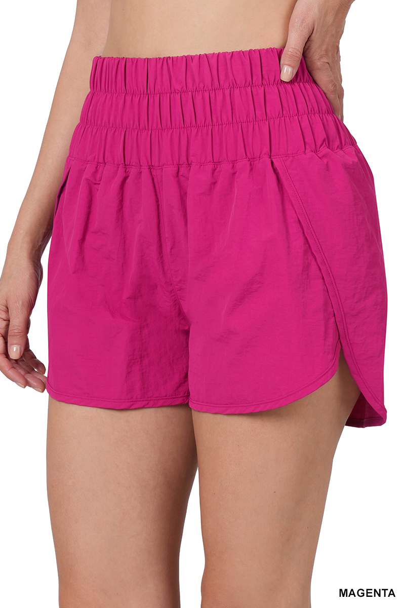 Pantalones cortos informales para mujer Zenana cortavientos con pretina ahumada correr gimnasio activo - Imagen 129 de 186