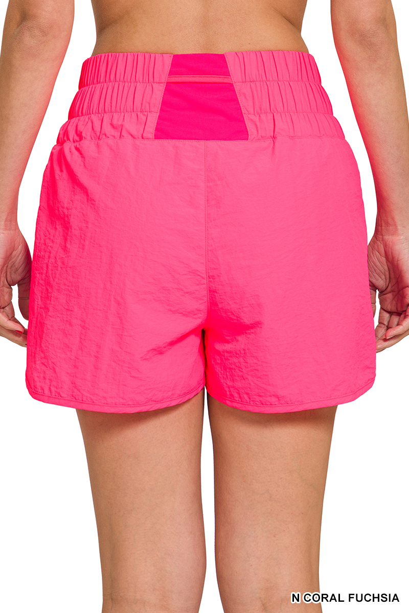 Pantalones cortos informales para mujer Zenana cortavientos con pretina ahumada correr gimnasio activo - Imagen 136 de 186