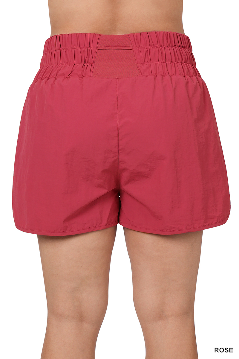 Pantalones cortos informales para mujer Zenana cortavientos con pretina ahumada correr gimnasio activo - Imagen 162 de 186