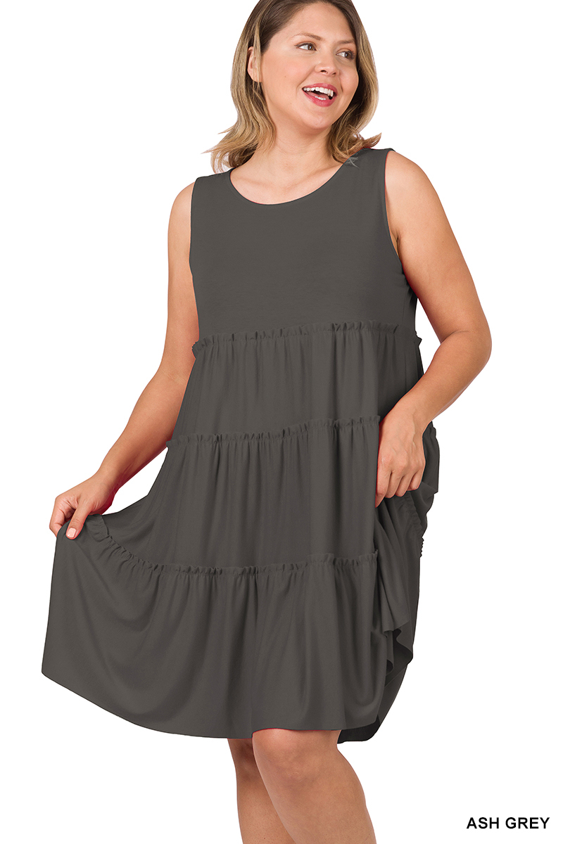 knee length dresses for ladies Smocked Tiered Midi Dress